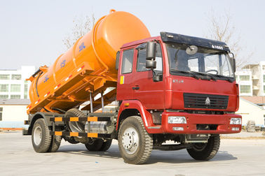 Camión 266 HP de la succión de las aguas residuales de Sinotruk de 6 ruedas una cama con el tanque de la naranja de 10 CBM