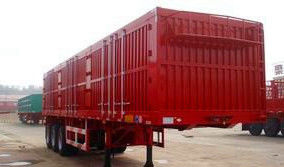 Remolques resistentes Steel Box Van Trailer de los árboles del rojo 3 semi remolques resistentes de la carga útil máxima de 40 toneladas semi